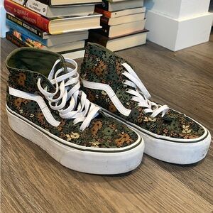 High top platform floral vans